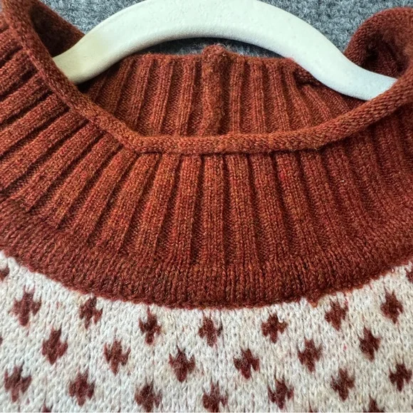 American Eagle Fair Isle Cropped Sweater XL Nordic Mock Neck Knit - Picture 4 of 13